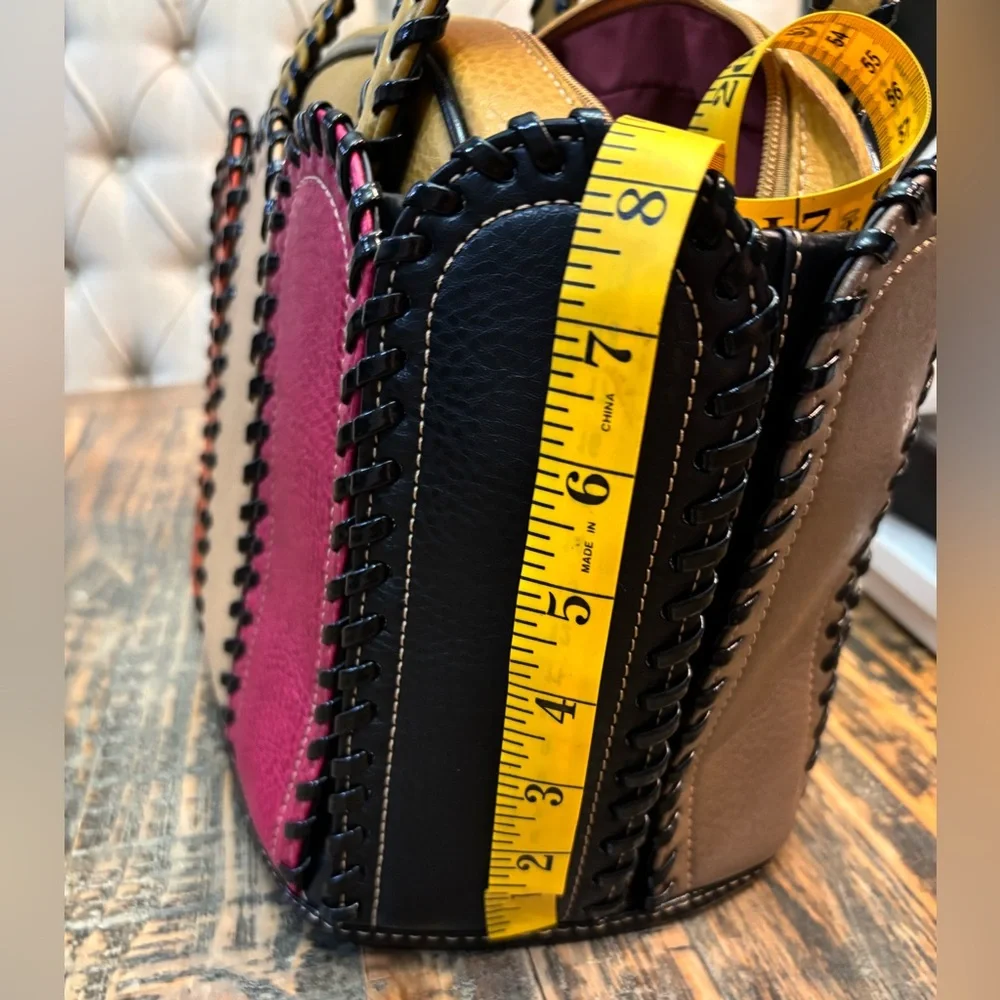 Patchwork Colored Stitching Handbag - Picture 9 of 14